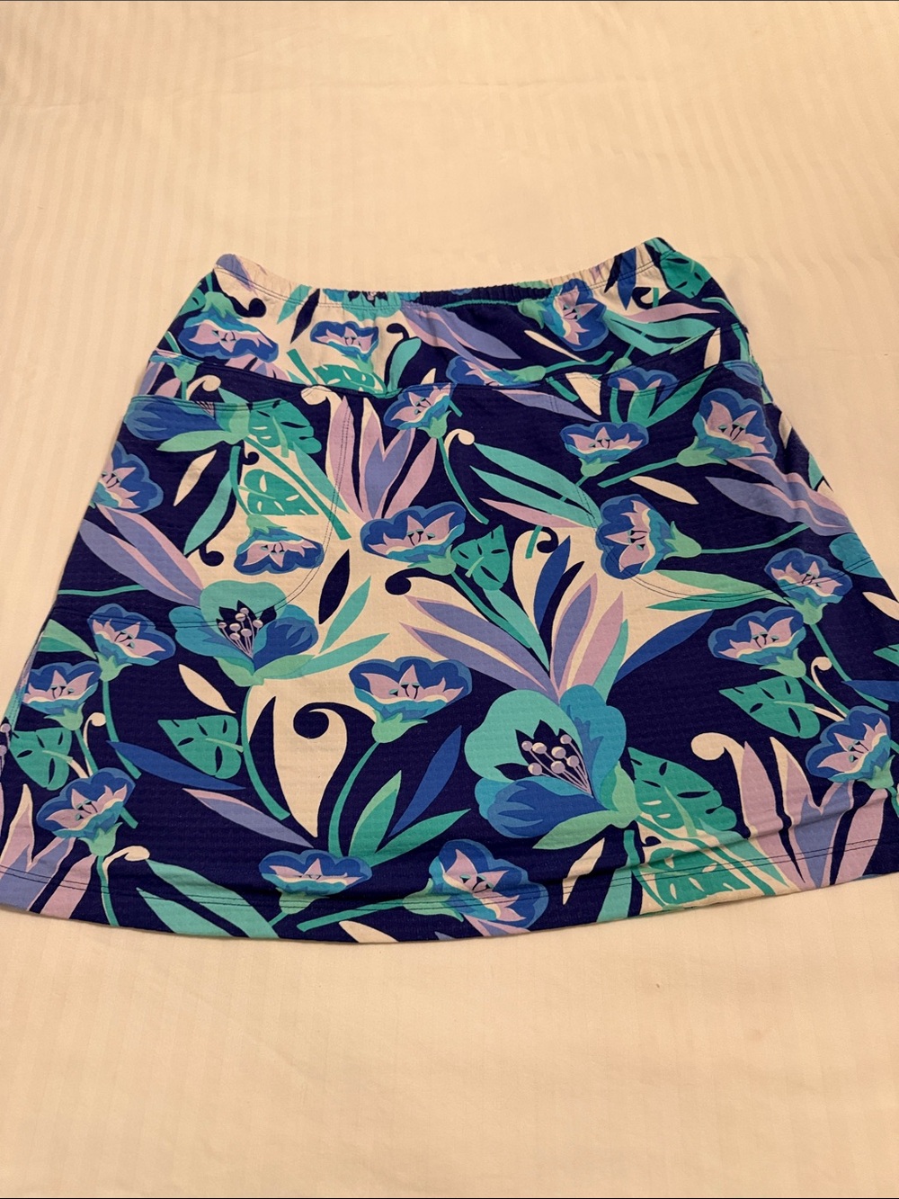 IBKUL Floral Mini Skirt in Navy, Teal, Lilac